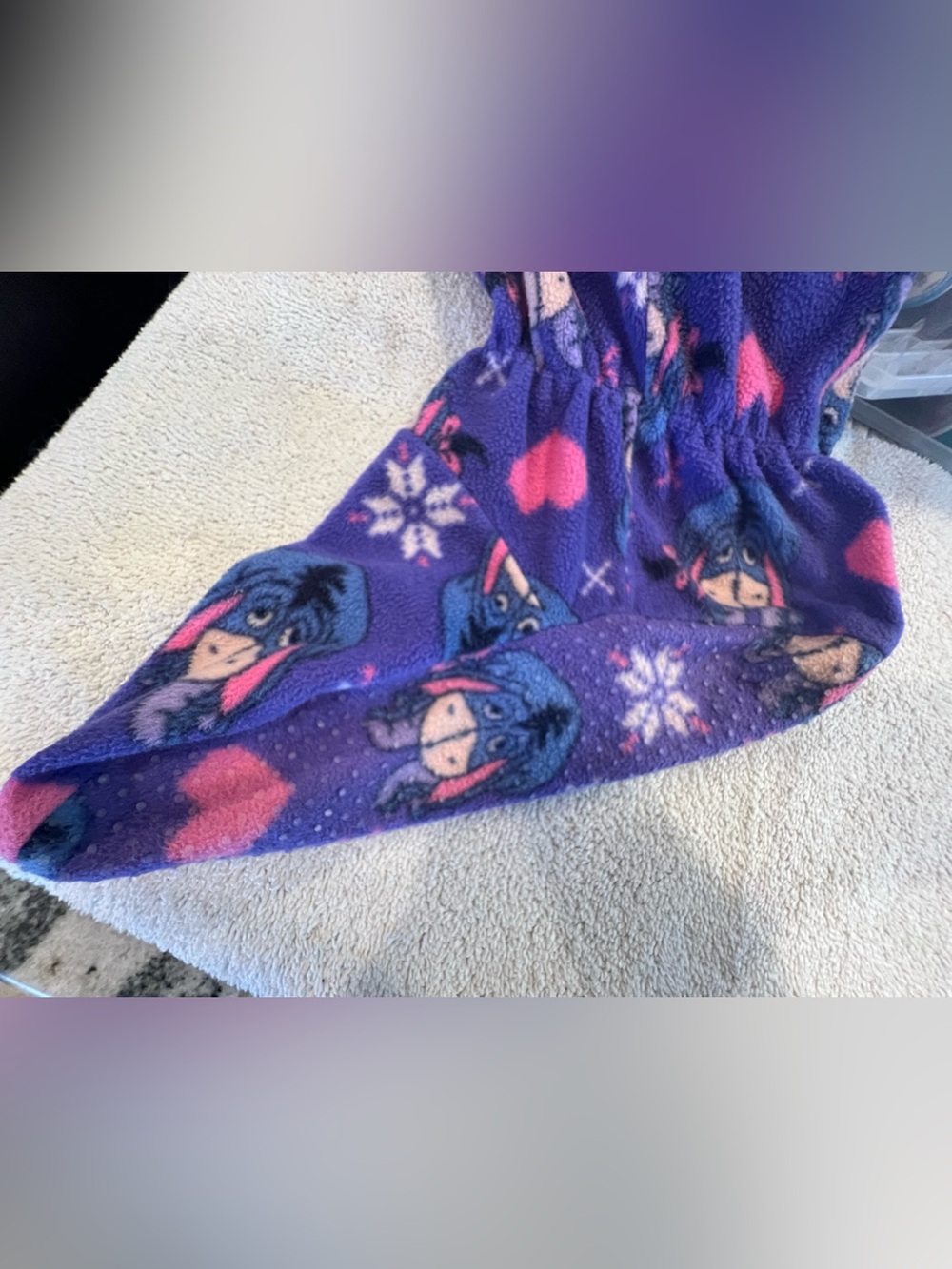 EEYORE ๐Disney Purple Fleece Onesie with Pink Trim - Picture 7 of 7